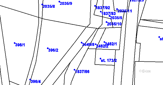 Parcela st. 2549/8 v KÚ Moravský Lačnov, Katastrální mapa