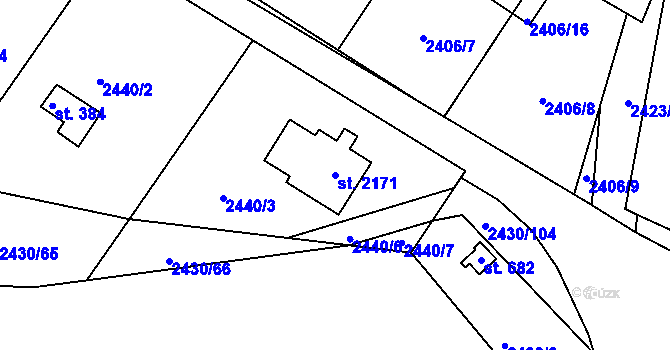 Parcela st. 2171 v KÚ Moravský Lačnov, Katastrální mapa