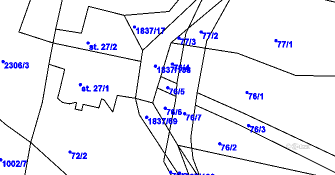 Parcela st. 76/5 v KÚ Moravský Lačnov, Katastrální mapa