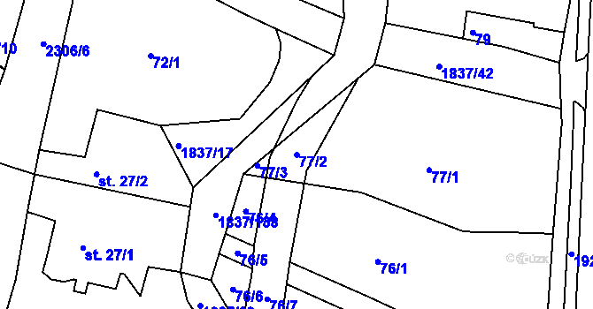 Parcela st. 77/2 v KÚ Moravský Lačnov, Katastrální mapa