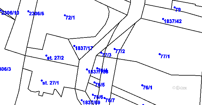 Parcela st. 77/3 v KÚ Moravský Lačnov, Katastrální mapa