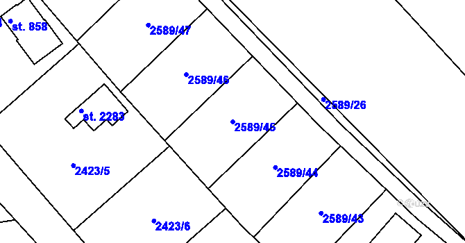 Parcela st. 2589/45 v KÚ Moravský Lačnov, Katastrální mapa