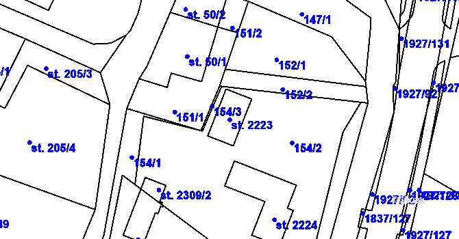 Parcela st. 2223 v KÚ Moravský Lačnov, Katastrální mapa