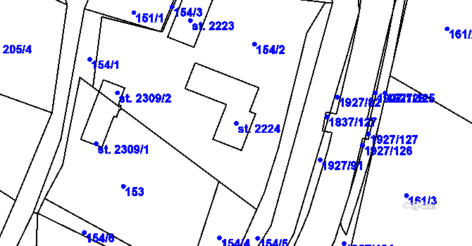 Parcela st. 2224 v KÚ Moravský Lačnov, Katastrální mapa
