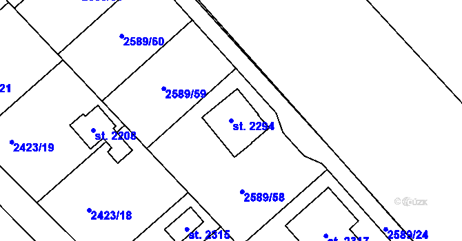 Parcela st. 2294 v KÚ Moravský Lačnov, Katastrální mapa