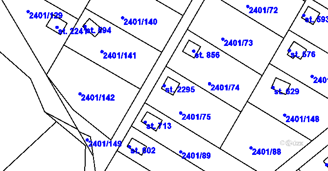 Parcela st. 2295 v KÚ Moravský Lačnov, Katastrální mapa