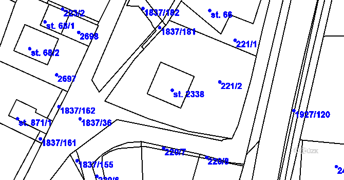 Parcela st. 2338 v KÚ Moravský Lačnov, Katastrální mapa