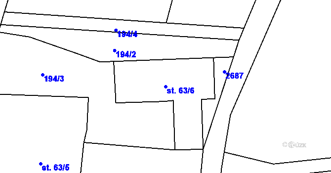 Parcela st. 63/6 v KÚ Moravský Lačnov, Katastrální mapa