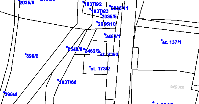 Parcela st. 2360 v KÚ Moravský Lačnov, Katastrální mapa