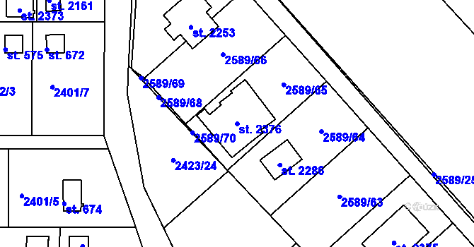 Parcela st. 2376 v KÚ Moravský Lačnov, Katastrální mapa