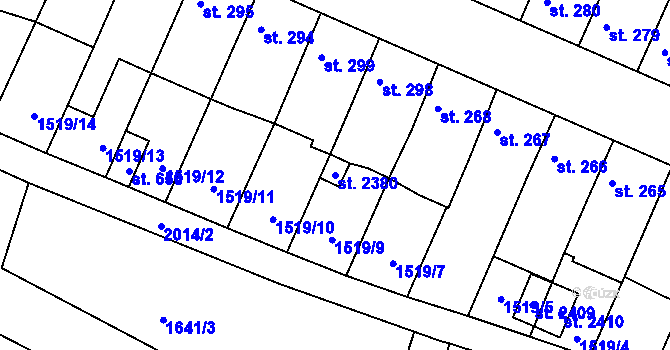 Parcela st. 2380 v KÚ Moravský Lačnov, Katastrální mapa