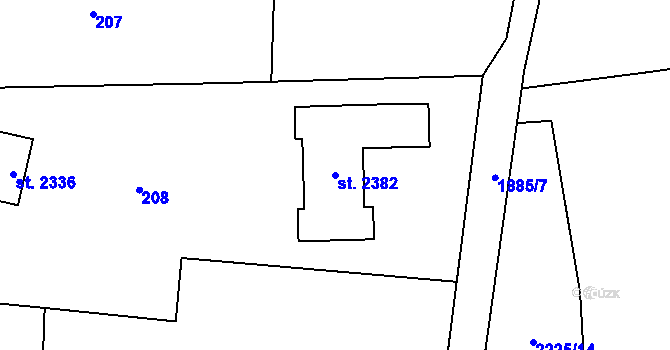 Parcela st. 2382 v KÚ Moravský Lačnov, Katastrální mapa