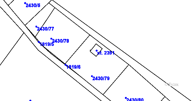 Parcela st. 2391 v KÚ Moravský Lačnov, Katastrální mapa