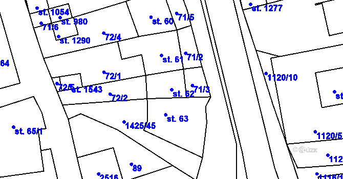 Parcela st. 62 v KÚ Čtyřicet Lánů, Katastrální mapa