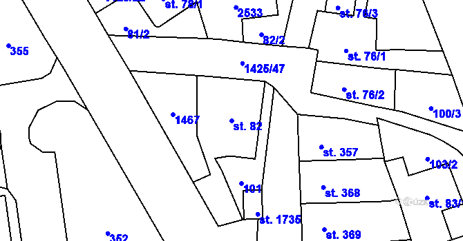 Parcela st. 82 v KÚ Čtyřicet Lánů, Katastrální mapa
