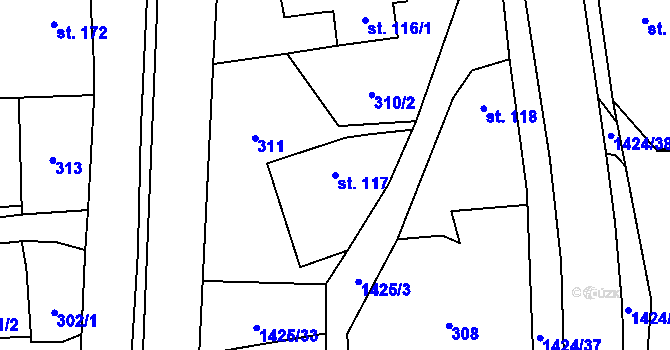 Parcela st. 117 v KÚ Čtyřicet Lánů, Katastrální mapa
