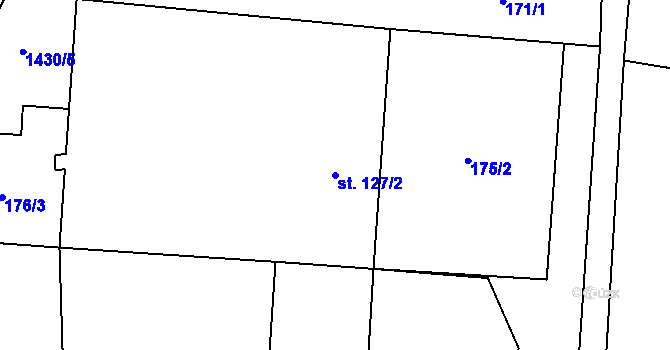 Parcela st. 127/2 v KÚ Čtyřicet Lánů, Katastrální mapa