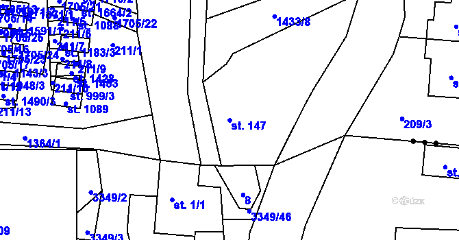 Parcela st. 147 v KÚ Čtyřicet Lánů, Katastrální mapa