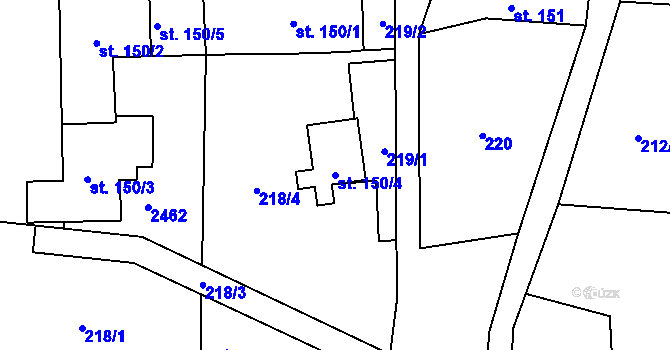 Parcela st. 150/4 v KÚ Čtyřicet Lánů, Katastrální mapa