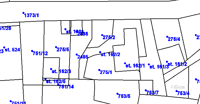 Parcela st. 162/2 v KÚ Čtyřicet Lánů, Katastrální mapa