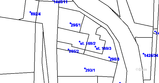 Parcela st. 169/2 v KÚ Čtyřicet Lánů, Katastrální mapa