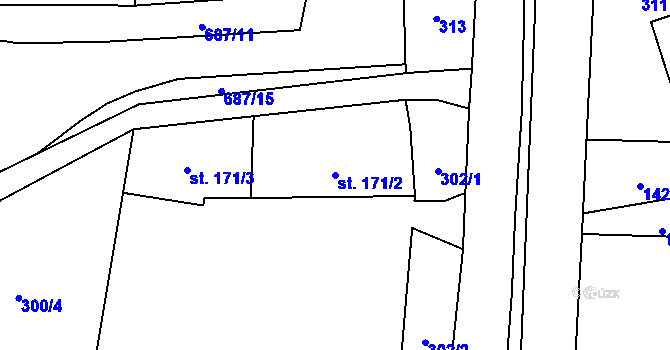 Parcela st. 171/2 v KÚ Čtyřicet Lánů, Katastrální mapa