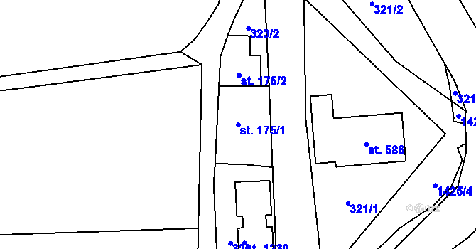 Parcela st. 175/1 v KÚ Čtyřicet Lánů, Katastrální mapa