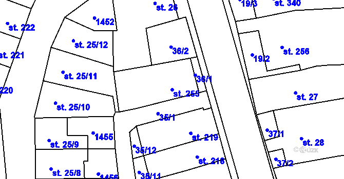 Parcela st. 255 v KÚ Čtyřicet Lánů, Katastrální mapa