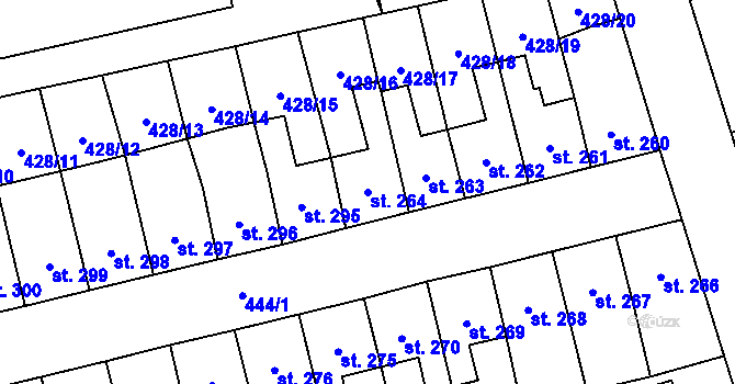 Parcela st. 264 v KÚ Čtyřicet Lánů, Katastrální mapa