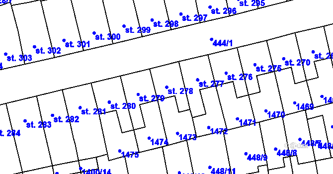 Parcela st. 278 v KÚ Čtyřicet Lánů, Katastrální mapa