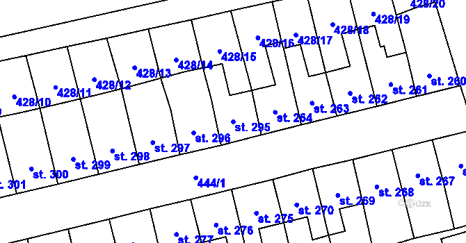Parcela st. 295 v KÚ Čtyřicet Lánů, Katastrální mapa