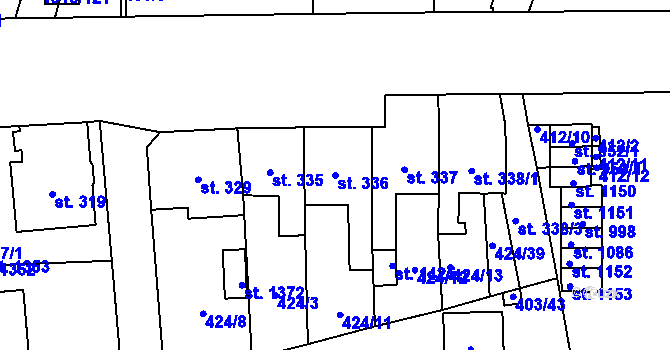 Parcela st. 336 v KÚ Čtyřicet Lánů, Katastrální mapa