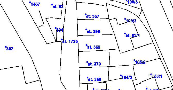 Parcela st. 369 v KÚ Čtyřicet Lánů, Katastrální mapa