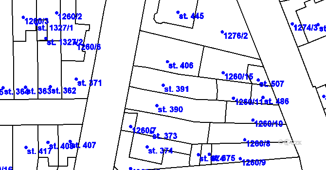 Parcela st. 391 v KÚ Čtyřicet Lánů, Katastrální mapa