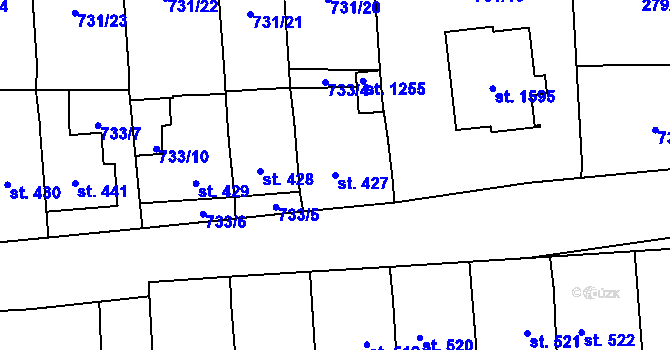 Parcela st. 427 v KÚ Čtyřicet Lánů, Katastrální mapa