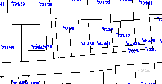 Parcela st. 430 v KÚ Čtyřicet Lánů, Katastrální mapa