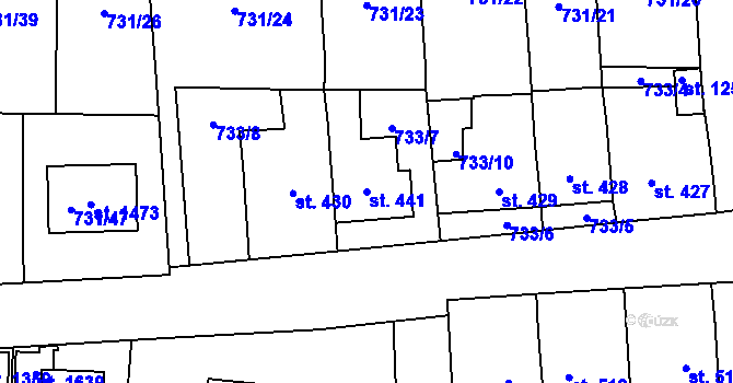 Parcela st. 441 v KÚ Čtyřicet Lánů, Katastrální mapa