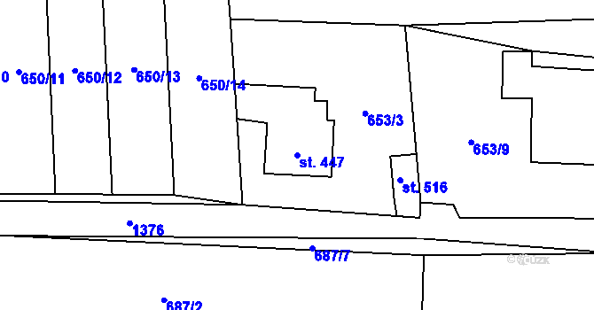 Parcela st. 447 v KÚ Čtyřicet Lánů, Katastrální mapa