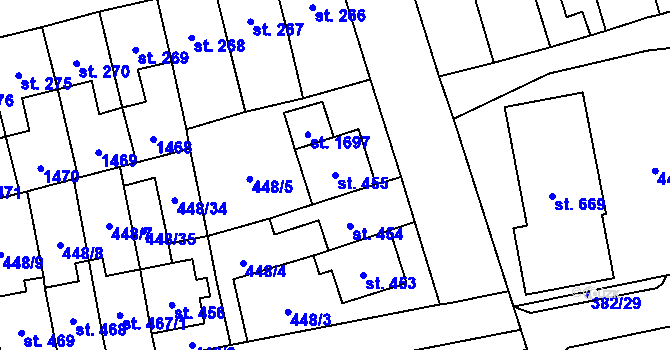 Parcela st. 455 v KÚ Čtyřicet Lánů, Katastrální mapa