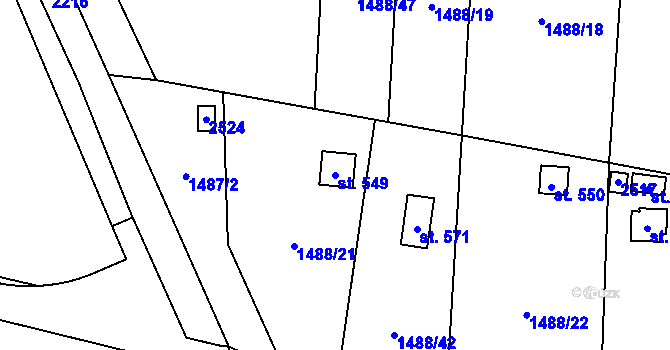 Parcela st. 549 v KÚ Čtyřicet Lánů, Katastrální mapa