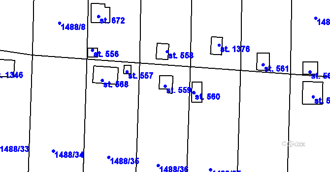 Parcela st. 559 v KÚ Čtyřicet Lánů, Katastrální mapa