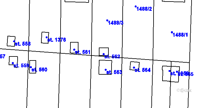 Parcela st. 562 v KÚ Čtyřicet Lánů, Katastrální mapa