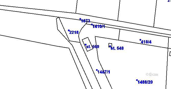 Parcela st. 569 v KÚ Čtyřicet Lánů, Katastrální mapa