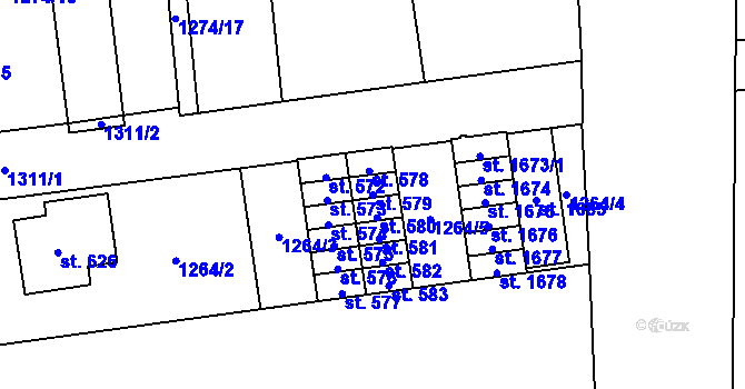 Parcela st. 579 v KÚ Čtyřicet Lánů, Katastrální mapa