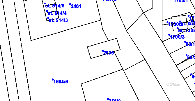 Parcela st. 588 v KÚ Čtyřicet Lánů, Katastrální mapa