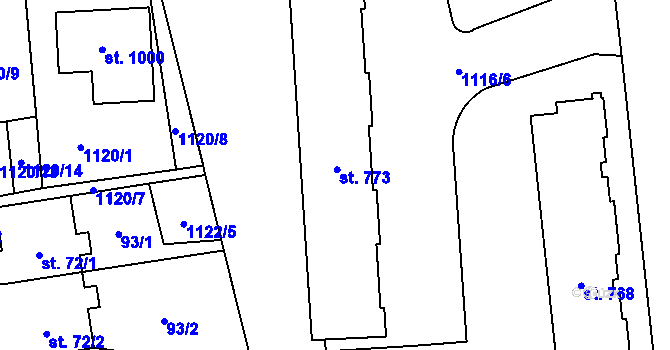 Parcela st. 774 v KÚ Čtyřicet Lánů, Katastrální mapa