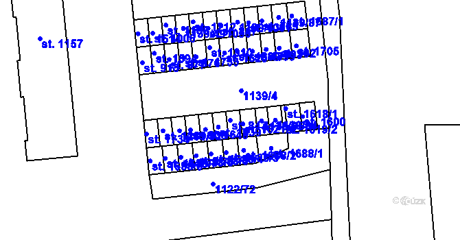 Parcela st. 843 v KÚ Čtyřicet Lánů, Katastrální mapa