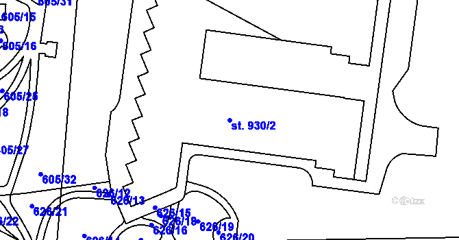 Parcela st. 930/2 v KÚ Čtyřicet Lánů, Katastrální mapa