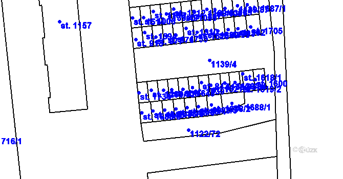 Parcela st. 936 v KÚ Čtyřicet Lánů, Katastrální mapa