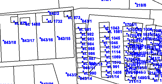 Parcela st. 984 v KÚ Čtyřicet Lánů, Katastrální mapa